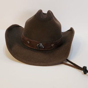 Bullhide Youth Cowgirl Hat L Brown Wool Horsing Around Chin Strap 3 1/4" Brim